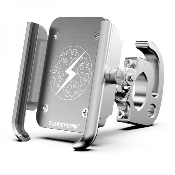 SUMOCHEPIN CNC Aluminum Alloy Bicycle Motorcycle Phone Adjustable Holder For iPhone Xiaomi Samsung - Silver