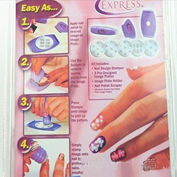 Salon Express Nail Art Stamping Kit Printing Patterns Spatula Scraper Nail Design Template Purple