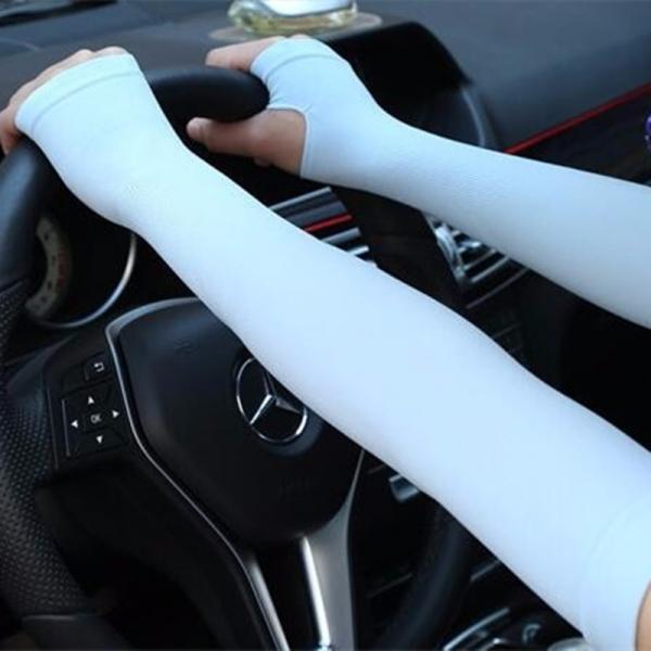 Section Drove UV Sunscreen Half Finger Cuff Sunscreen Arm Sleeves Hand Protection Women & Men Fingerless Long Gloves Blue