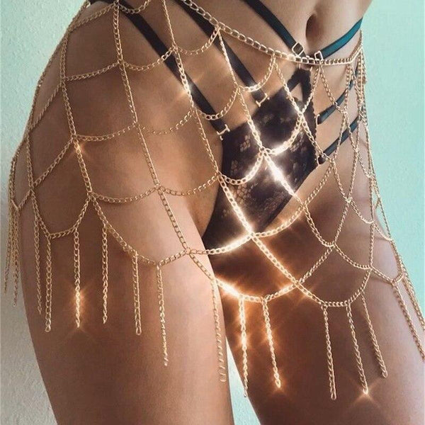 Women Mini Skirt Metal Tassel Chain Summer Beach Party Club Long  Fringe Patchwork Short Skirt