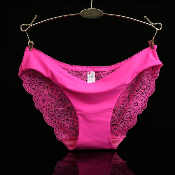 Sexy Women's Panties Seamless Lingerie Transparent Lace Bikini Briefs Underwear Cotton Fabric Intimates Top