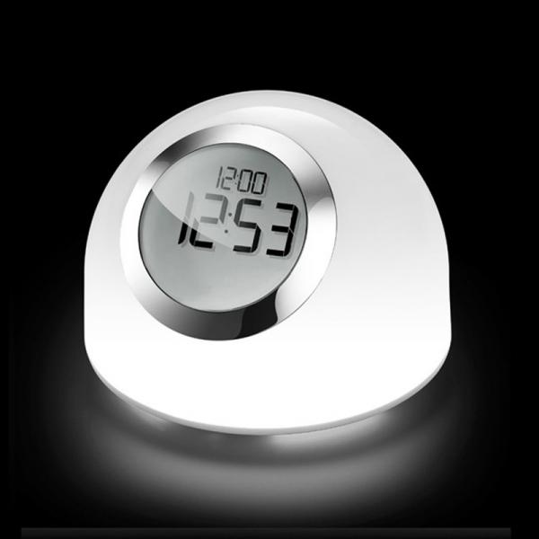 Shield Eye Children LED Night Light Touch Colorful Changeable Round USB Charging Hotel Bedside Alarm Clock LED Lamp Lights White