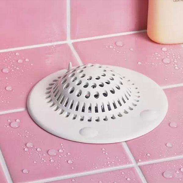 Silicone Bathroom Chuck Hair Filter Sink Drain Suction Cup Filter White L