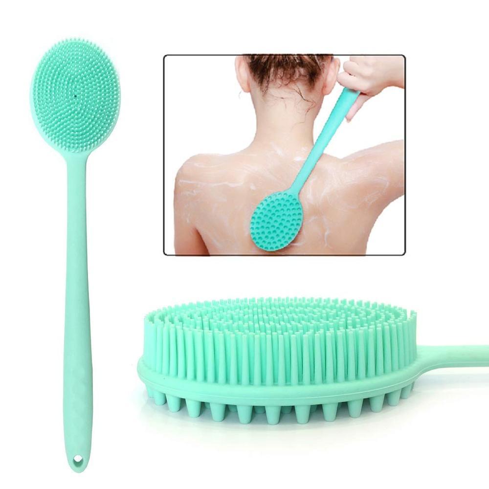 Silicone Body Brush Long Handle Back Brush Exfoliator Soft Bristles Massage Scrubber Shower Brush Bathing Tools Accessories