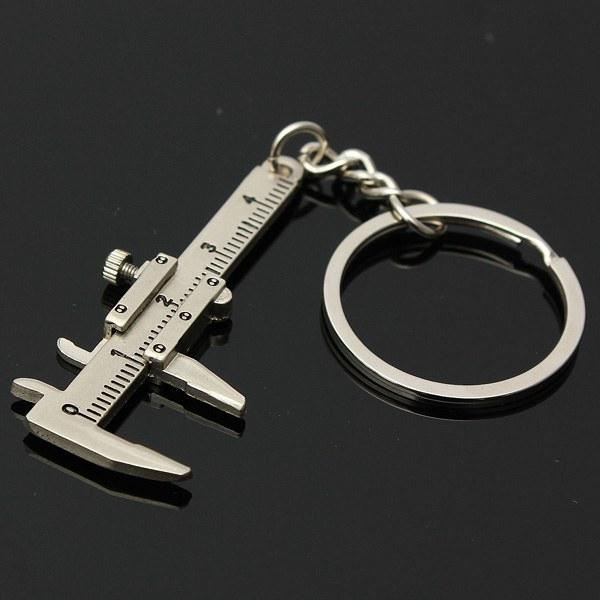 Ruler Vernier Caliper Model Keyring Pendant Key Chain Silver