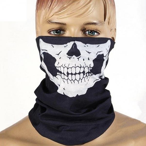 Skull Ghost Face Mask Biker Multi Mask Headwear White