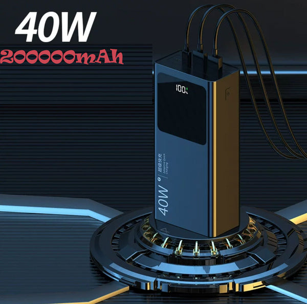 200000mah 40W Super Fast Charging Power Bank with LED light Multi-device charging For iPhone Samsung Android Tablet Notebook