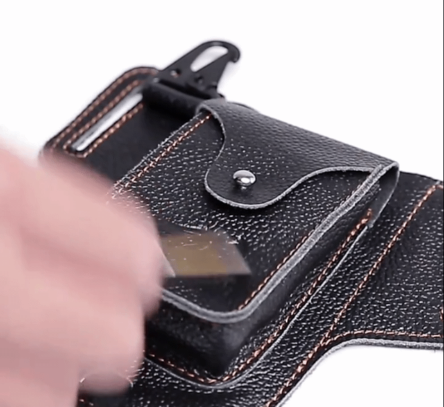 Men's Cowhide Leather Waist Bag Mobile Phone Pouch Cigarette Key Case