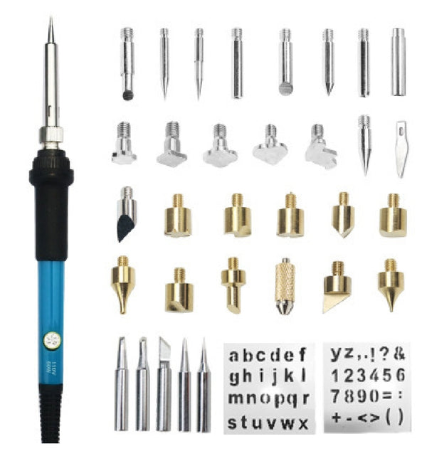 35pcs Professional Wood Burning Set Soldering Brush Carving Temperature Regulating Soldering Iron Soldering Pen Set
