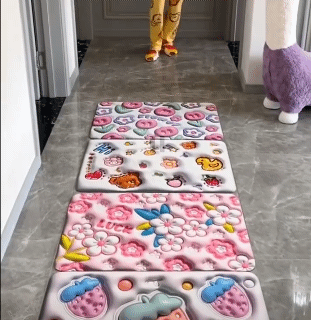 3D Visual Anti-slip Absorbent Mat Bath Rug Bathroom Mat Quick Dry Pastoral Diatom Mud Dirt Resistant Rug for Shower Sink Bathtub