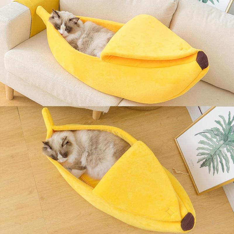 Soft Cat Dog Banana Bed Mat Warm Cat Mat Bed Cute And Comfortable Portable Pet Basket Kennel Dog Mat Pet Supplies