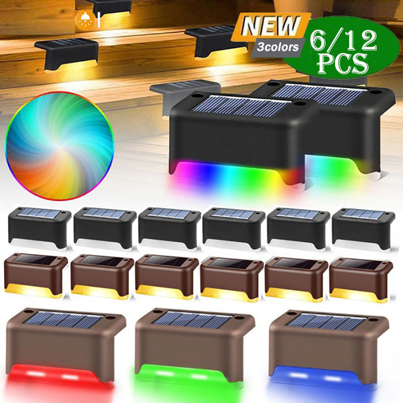 6PCS/12PCS Solar Deck Lights Waterproof Outdoor Light Solar Fence Lamp LED Stair Light for Garden Patio Yard Path Step Railing Post