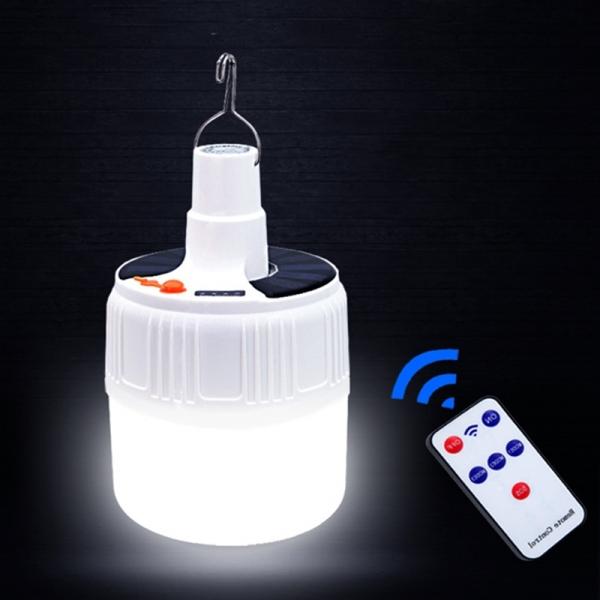 30W Solar LED Rechargeable Bulb Light Multi Mode Night Market Stand Camping Emergency Light with Remote Control - Medium