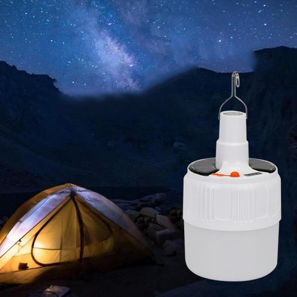 30W Solar LED Rechargeable Bulb Light Multi Mode Night Market Stand Camping Emergency Light - Medium