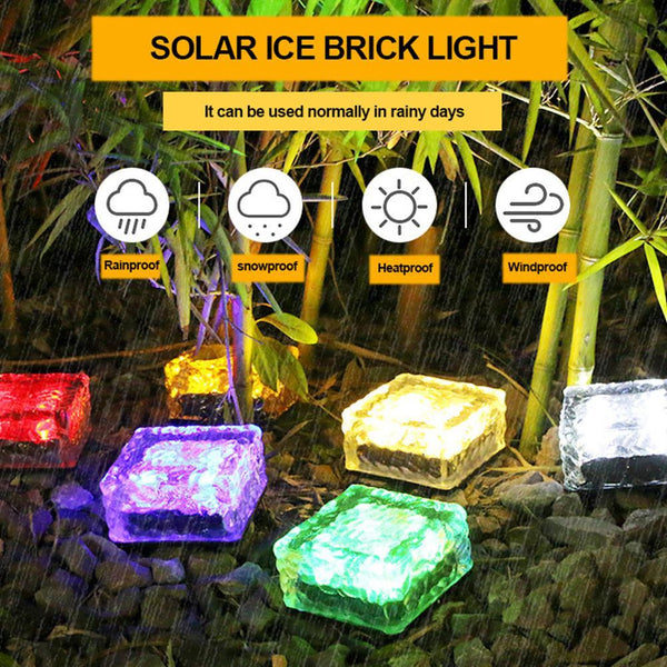 Creative Solar LED Glass Floor Tile Light Outdoor Garden Rainproof Lawn Light Buried Decorative Light