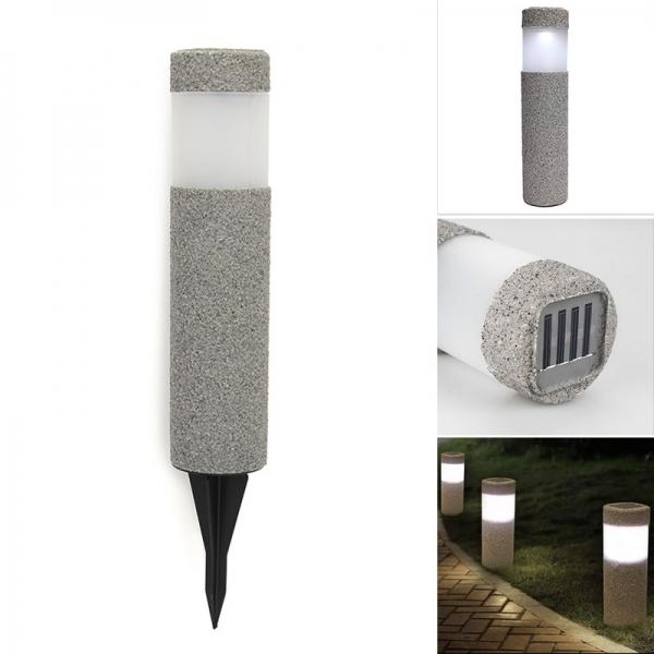 Solar Power Stone Pillar White LED Lights Garden Lawn Courtyard Decoration Lamp