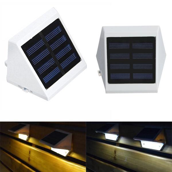 Solar Powered 4 LED Path Step Stair Wall Mounted Garden Yard Light Warm White Light White