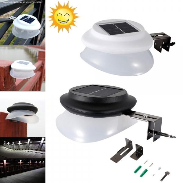 Solar Powered 9 LED Waterproof Garden Light Gutter Fence PIR Sensor Wall Lamp - Black Shell Cold White Light