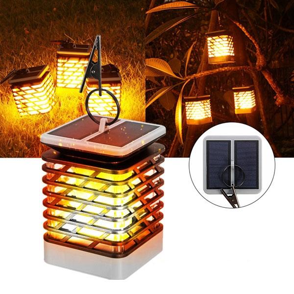 75 LED Solar Powered Light Outdoor Garden Flickering Flame Wall Light