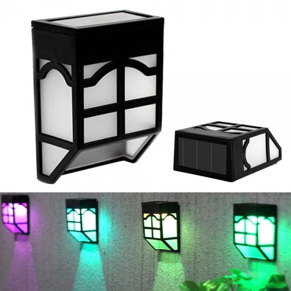 Outdoor Solar Power Fence Wall Lamp RGB Colorful Garden Light