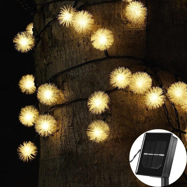 Solar Snow Ball String Light Outdoor Waterproof Fairy Solar Powered Decorative Lights for Patio Yard Garden Christmas