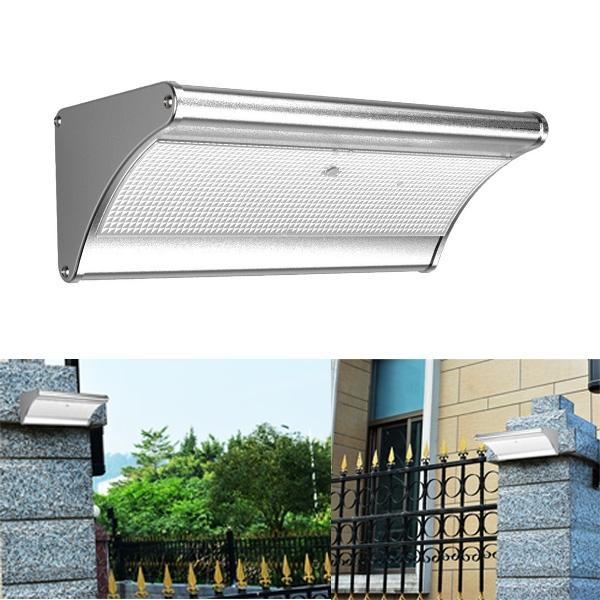 Solar Waterproof IP65 Outdoor 48 LED Aluminum Light Control PIR Motion Sensor Wall Lamp Size L Silver