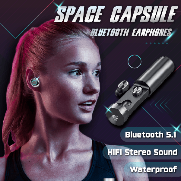 Space Capsule Bluetooth Earphone Mini Earbuds TWS Touch Control LED Display Wireless Bluetooth-compatible Sports Earphones