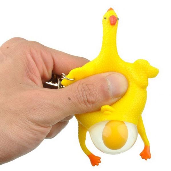 Spoof Funny Toy Tricky Chicken Egg Vent Squeeze Hens Yellow