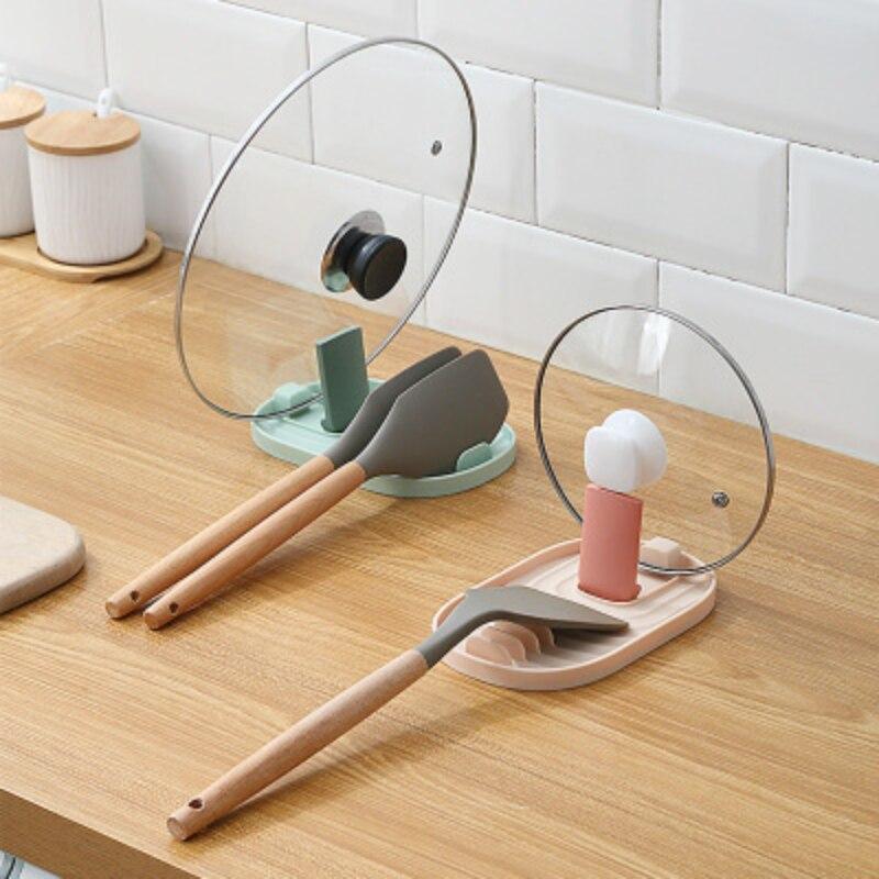 Spoon Holder Kitchen Pot Lid Rack Spoon Spatula Rest Utensil Heat Resistant Storage Shelves Pan Cover Holder Cooking tools