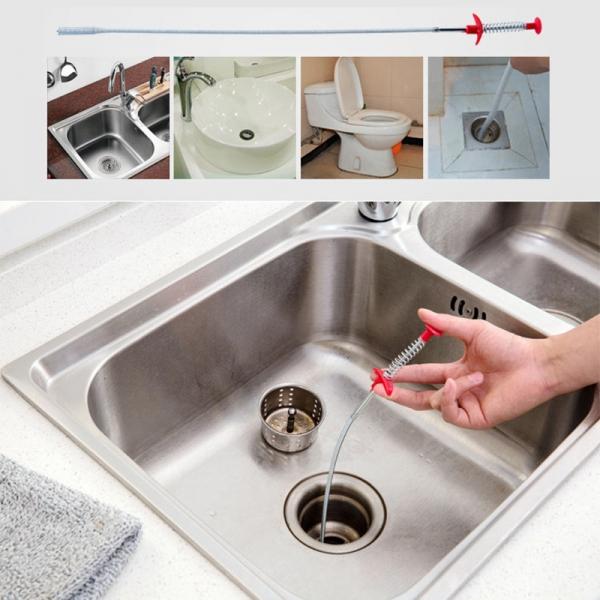 Spring Pipe Metal Wire Brush Hand Sink Cleaning Hook Sewer Dredging Device Hair Dredging Tool for Sewer Kitchen Sink Bathroom Tub Toilet Drains