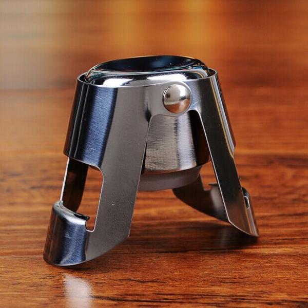 Stainless Steel Champagne Wine Stopper Sealer Sparkling Wine Bottle Plug Silver - stringsmall