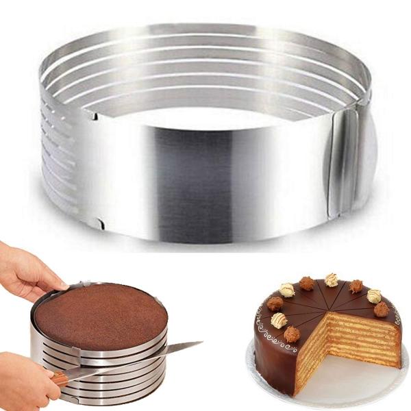 Layer Cake Leveler Slicer Adjustable Cake Rings 6-Layer Cake Cutter Stainless Steel Round Bread Cake Slicer Cutter Mold Cake Tools 9.6-12inch