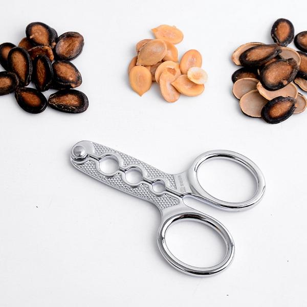 Stainless Steel Melon Seed Pliers Sunflower Seed Nut Pliers Scissors Silver