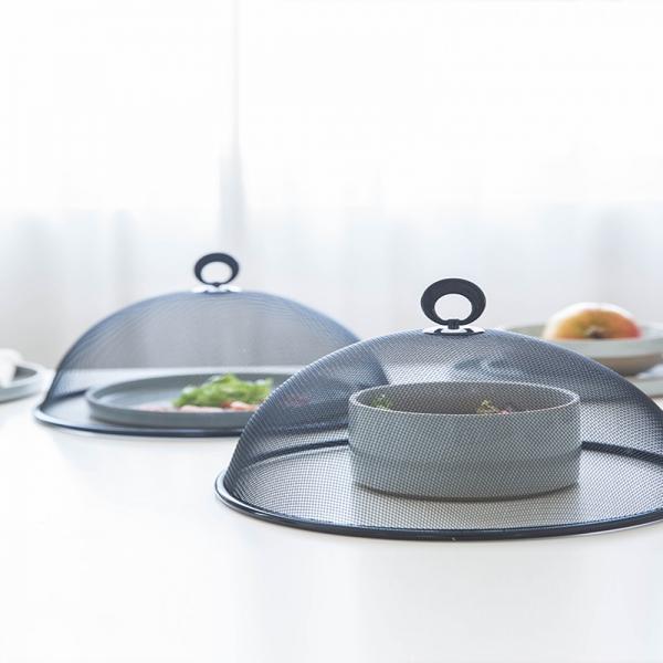 Stainless Steel Round Mesh Food Cover Picnic Barbecue Party Home Fly Mosquito Tent - Black