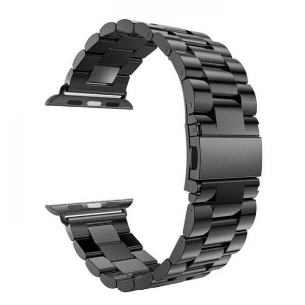 Stainless Steel Band Watch Strap w/ Connector for Apple iWatch 42mm Black