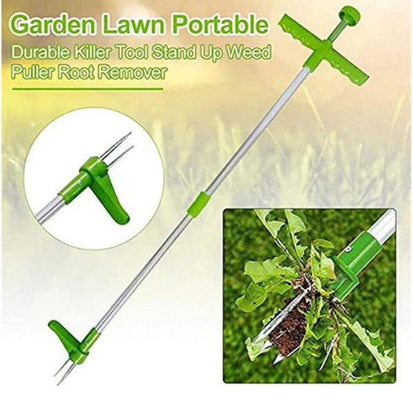 Stand Up Weed Remover Tool Manual Standing Root Remover with 3 Claws &amp; Twist Handle for Garden Lawn