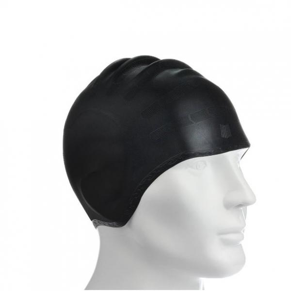 Summer Ears Protection Swimming Cap Silicone Waterproof Hair Protect Colorful Hooded Cap - Black
