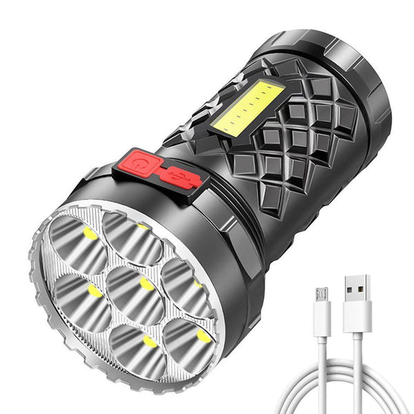 Super Bright Flashlight Super Strong 7led Outdoor Home Portable USB Charging Waterproof Cob Side Light Strong Light Flashlight