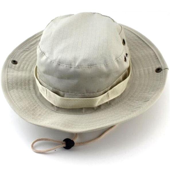 Outdoor Hiking Tactical Combat Camo Fishing Cap Bucket Cap Beige - stringsmall