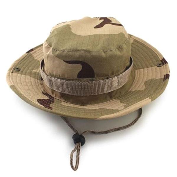 Outdoor Hiking Tactical Combat Camo Fishing Cap Bucket Cap Three Sand Camouflage