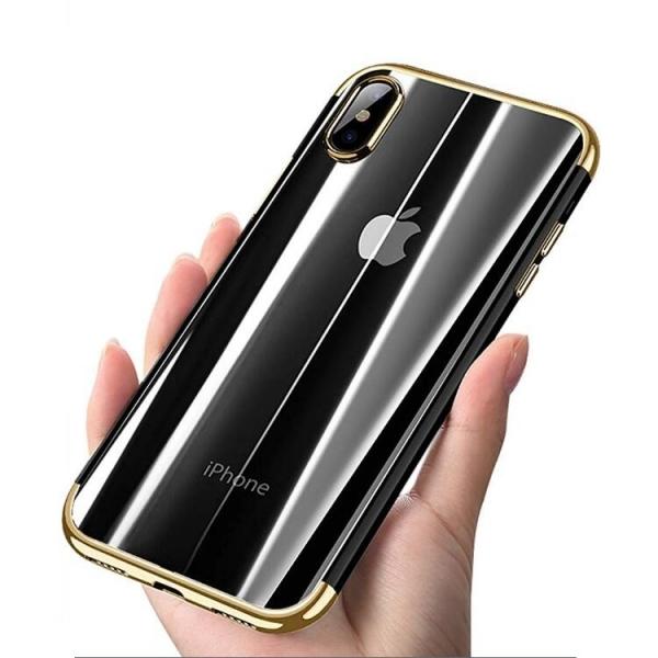 Transparent Plating Soft TPU Case Cover for iPhone XS - Gold