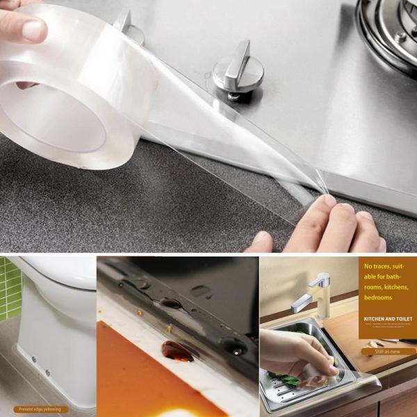 Transparent Waterproof Moldproof Adhesive Tape Kitchen Sink Bathroom Toilet Strong Self-adhesive Crevice Strip - 50MM x 5M / 2in x 16ft