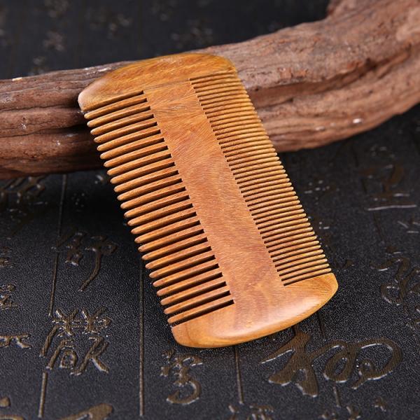 Two Sides Handmade Sandalwood Anti-Static Pocket Comb Beard Mustache Goatee Combs Hair Massage Brush