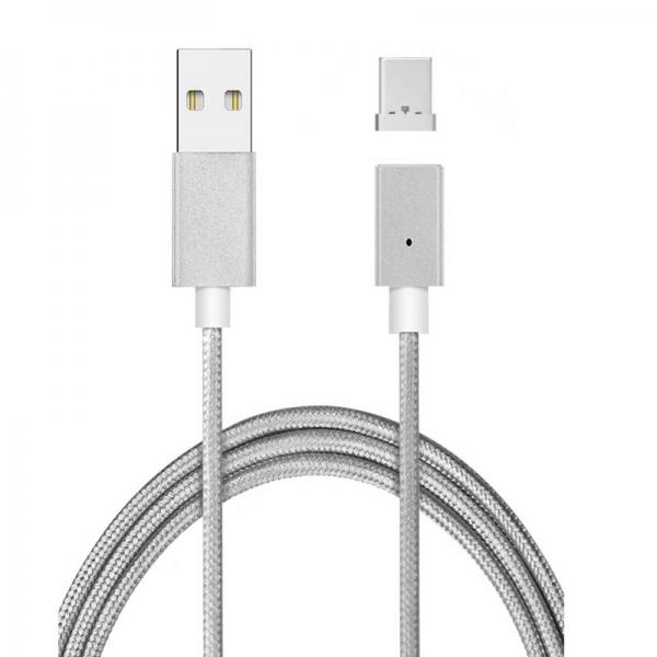 Type-C USB Three-in-one Mobile Phone Charging Cable Magnetic Charging Line New 3A Magnetic Data Cable for Apple Android Mobile Phone - Silver