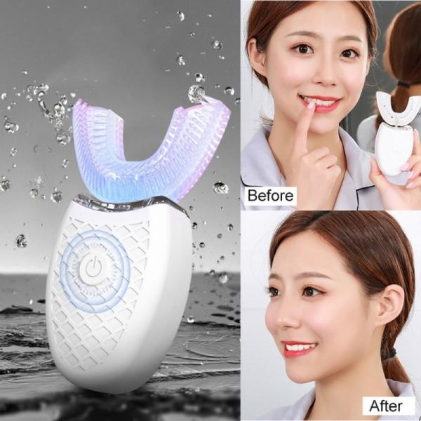 U Shape Electric Automatic Toothbrush IPX7 Waterproof 360¡ã Sonic Deep Cleaning lazy Toothbrush with 1 Toothbrush Head - White