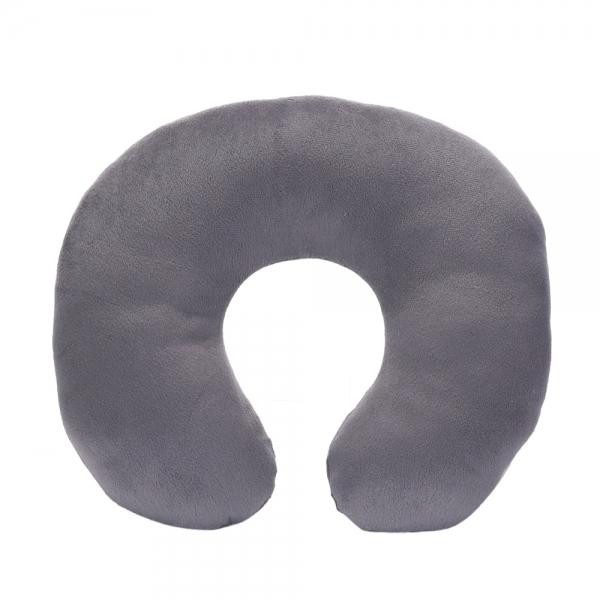 U Shaped Velvet Soft Comfort Head Rest Neck Support Cushion Pillow Dark Gray