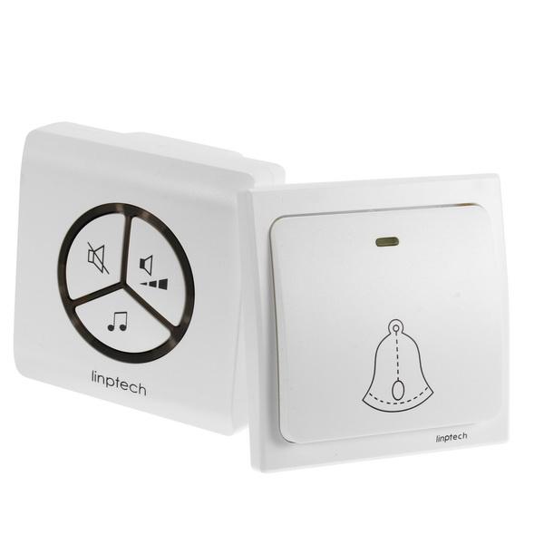US PlugLinbell G1 Wireless Doorbell Self-generating Electricity Waterproof Automatic Generation Intelligent Pairing Doorbell White US Plug