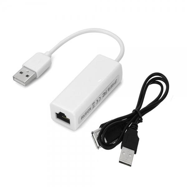 USB 2.0 10/100Mbps RJ45 LAN Ethernet Network Adapter Dongle White