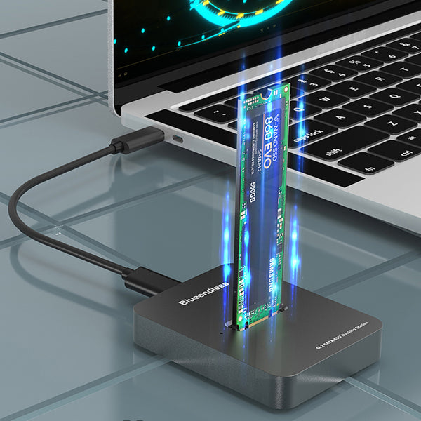 USB 3.1 Type-C SSD Enclosure Docking Station Single Bay M.2 NVMe/SATA SSD Reader Adapter for 2230/2242/2260/2280/22110 for PC