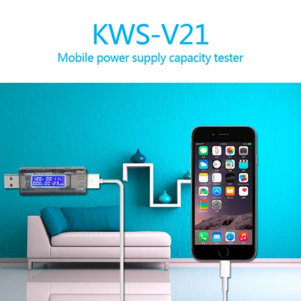 USB Detector Voltmeter Ammeter Power Capacity Tester Meter Voltage Current Mobile Power USB Charger KWS-V21